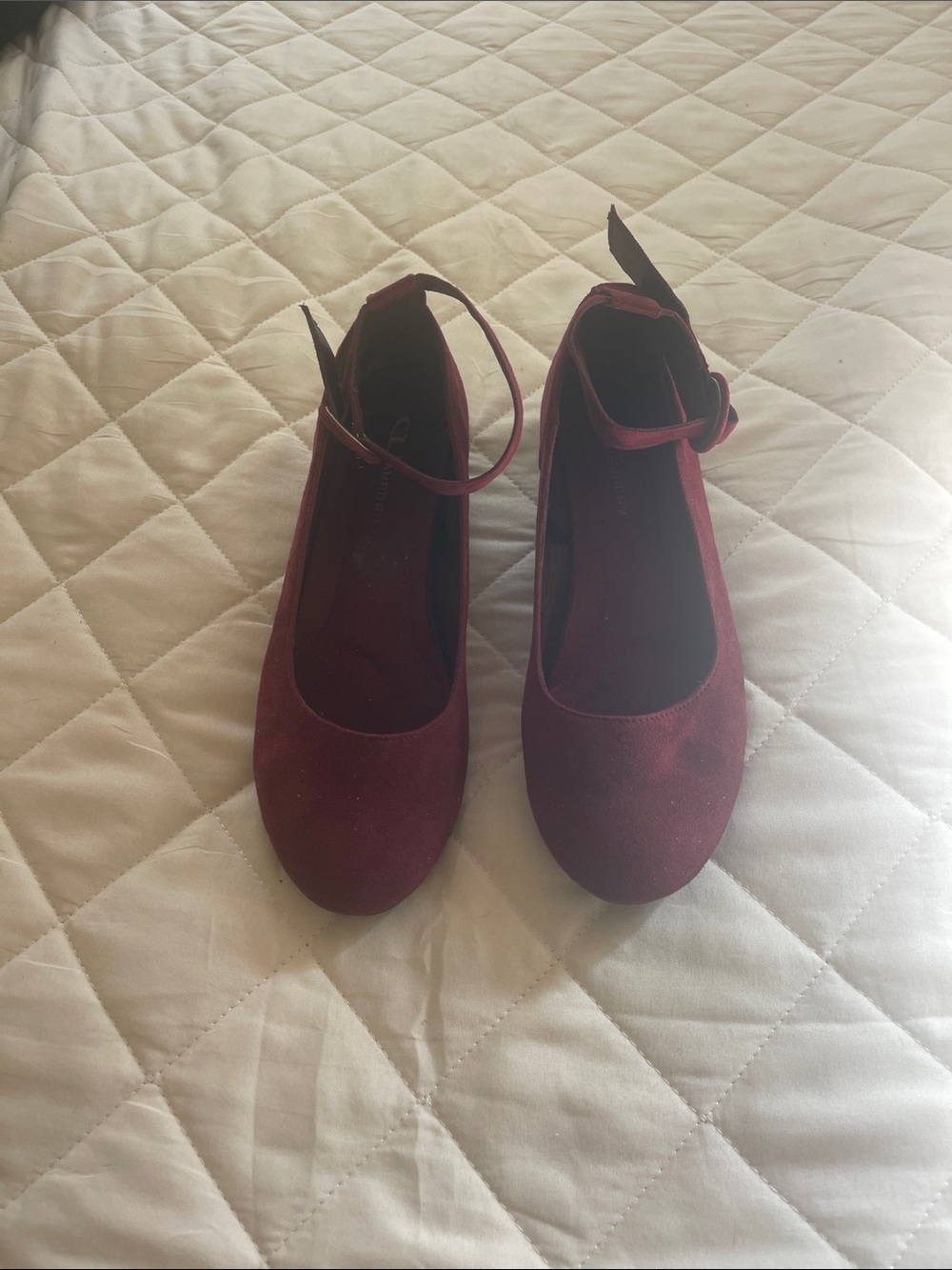 CL Laundy Women's Plum Suede Mary Jane Flats - Burgundy -Size 9